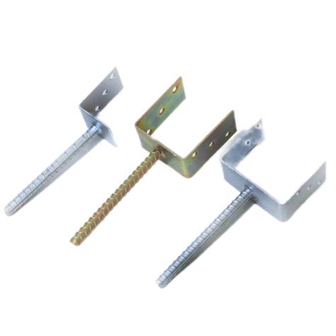 Heavy Duty Hot Dipped Galvanized L Shape Post Pole Anchor With Ripp Stick Foot Bracket And U