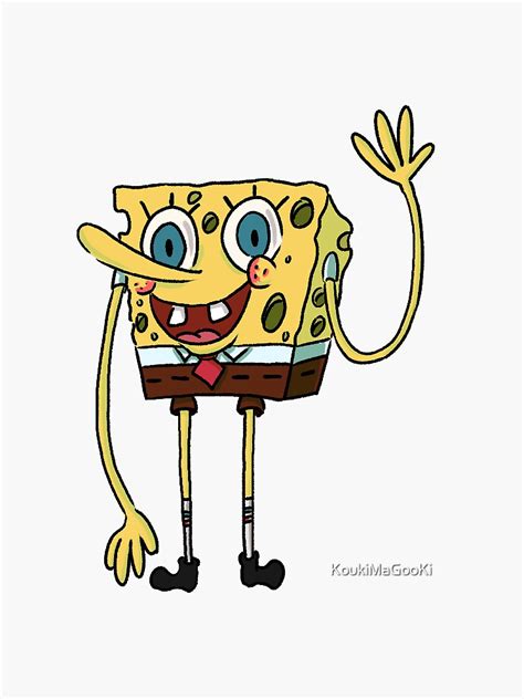 Spongebob Waving Sticker Sticker For Sale By Koukimagooki Redbubble