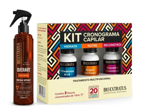 Kit Mega Spray Queravit 250ml Cronograma Capilar Bio Extratus Kit