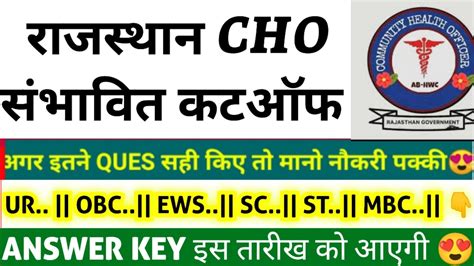 Rajasthan Cho Cutoff Nhm Rajasthan Cho Expected Cut Off