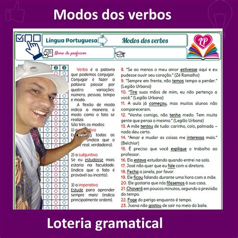 Modos Dos Verbos Loteria Gramatical Li O Pr Tica