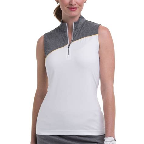 Epny Womens Sleeveless Zip Mock Golf Polo With Contrast Carls Golfland