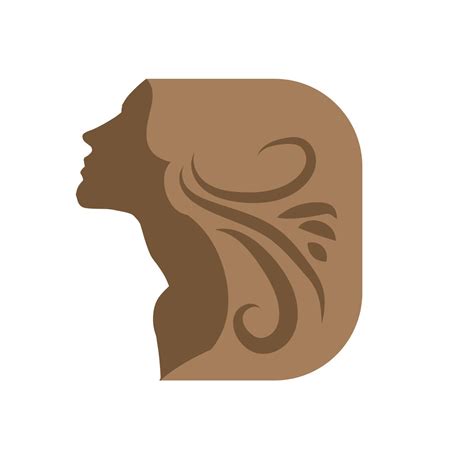 Visage Stylisé De Belle Femme Avec Une Silhouette De Cheveux Longs