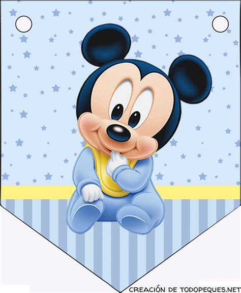 Mickey Bebe Banderines Para Imprimir Todo Peques