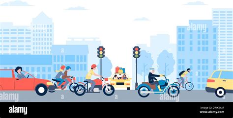 Traffic Jam Of Motorcycles Stock Vector Images Alamy