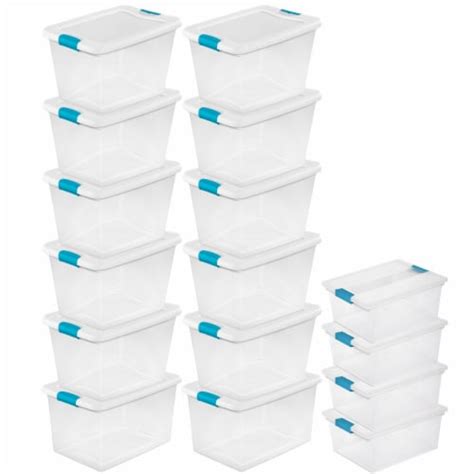 Sterilite 64 Quart Latching Storage Tote Box 12 Pack Deep Clip Box