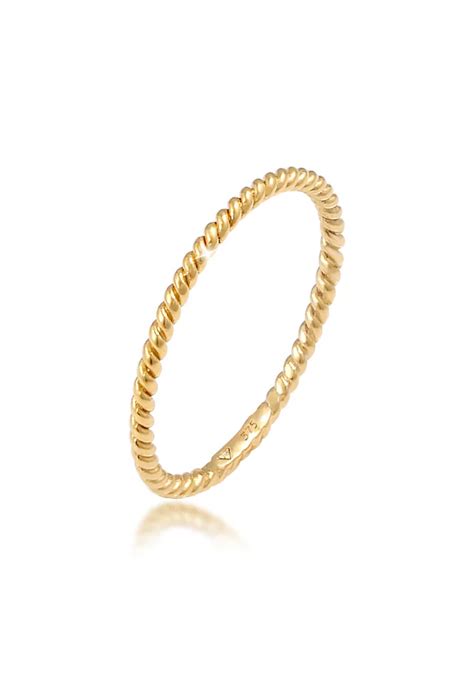 Elli Premium Fingerring Basic Twisted Gedreht Minimal Look