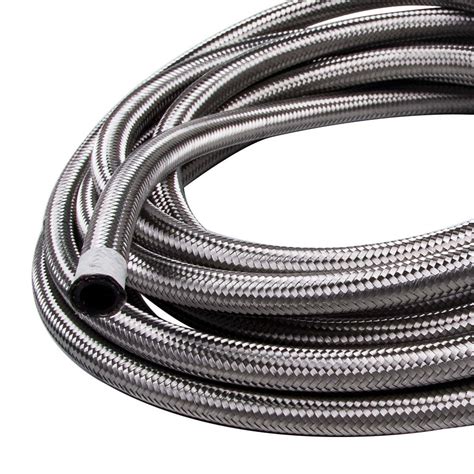 For 20ft Silvery An8 Stainless Steel Braided Fuel Oil Gas Line Hose 8an