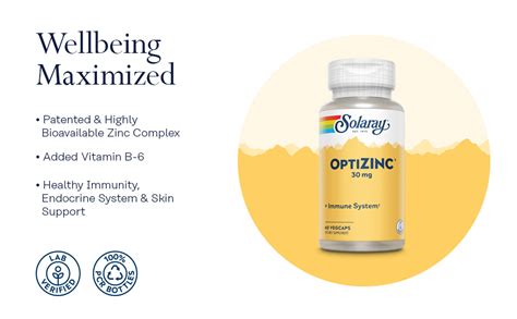 Amazon Solaray OptiZinc 30 Mg Supports Immune Endocrine Systems