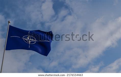 Nato Flag On Background Blue Sky Stock Illustration 2176554463