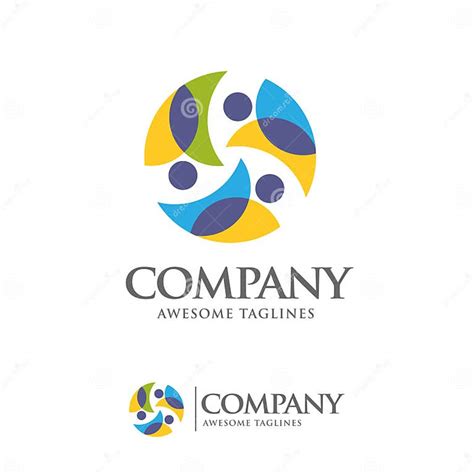 Creative Circle Colorful People Group Logo Stock Vector Illustration