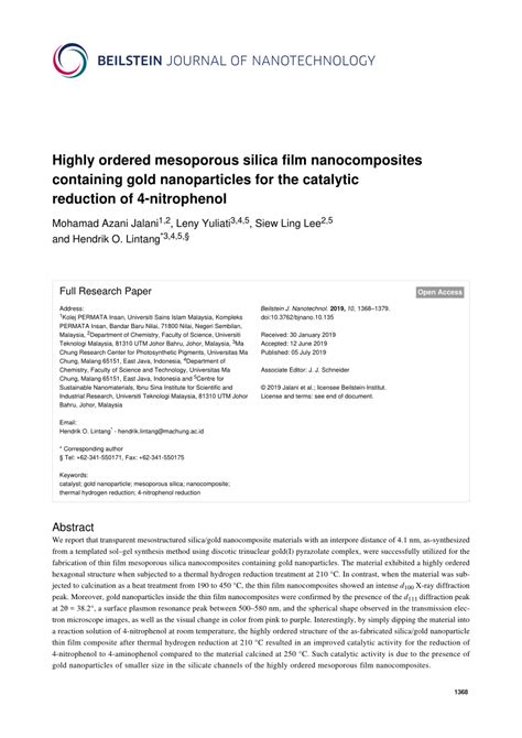 PDF Highly Ordered Mesoporous Silica Film Nanocomposites Containing