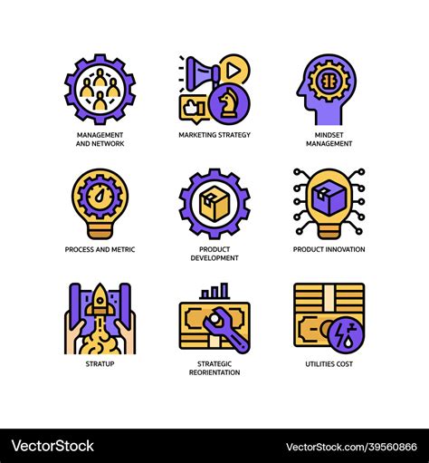 Business Model Canvas Icons Set Royalty Free Vector Image