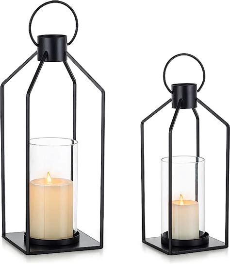 Nuptio Lantern Candle Holder Outdoor Decorative Lanterns Rustic Candle Holders For Pillar