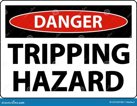 Danger Tripping Hazard Sign On White Background Stock Vector