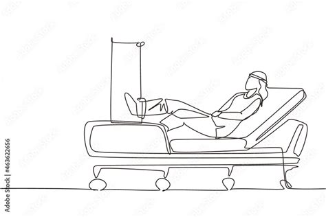 Vecteur Stock Single Continuous Line Drawing Woman Patient With Broken