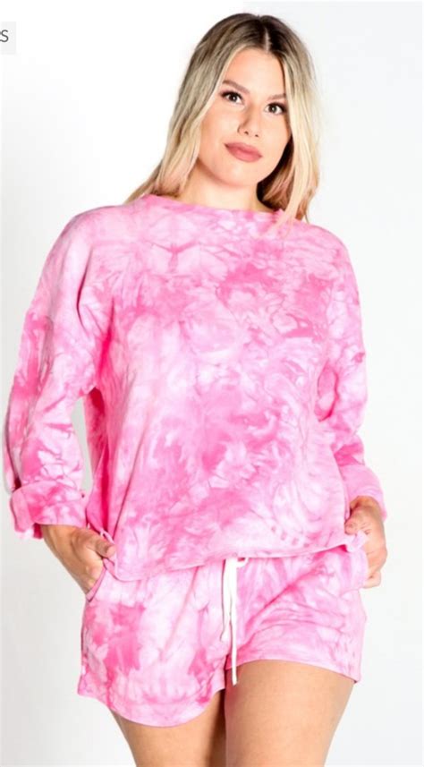 Hot Pink Tie Dye Lounge Set Plus Size Lounge Set Tie Dye Etsy