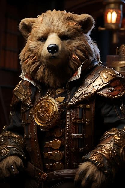 Premium Photo Portrait Of Bear Pirate Quartermaster Costume Gold Hoop
