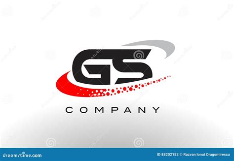 Gs Modern Letter Logo Design With Red Dotted Swoosh Stock Vector