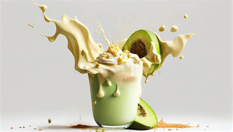 Green Avocado Fruit Juice Splash Realistic Vector Illustration Stock