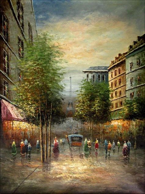 Paris Street Scene Painting Oil Painting on Canvas Signed / Paris ...