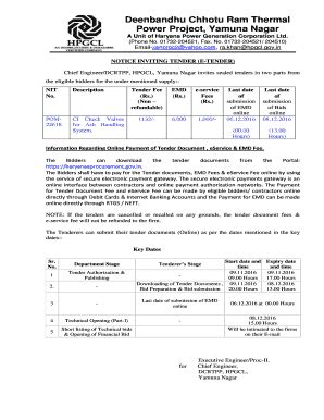 Fillable Online Hpgcl Org Deenbandhu Chhotu Ram Thermal Power Project