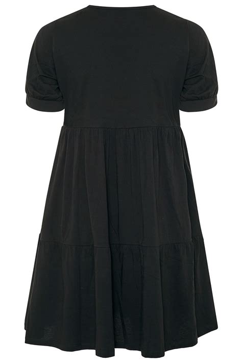 Limited Collection Black Tiered Cotton Smock Dress Yours Clothing