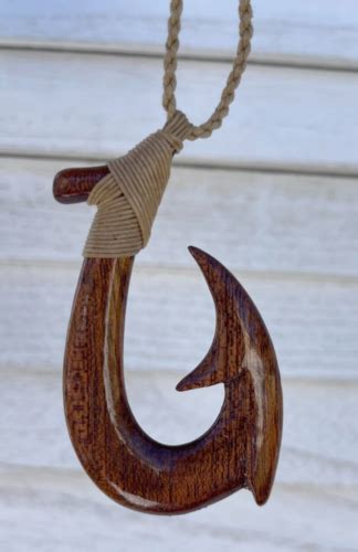 Genuine Koa Wood Hawaiian Jewelry Hook Maori Hei Matau New Zealand