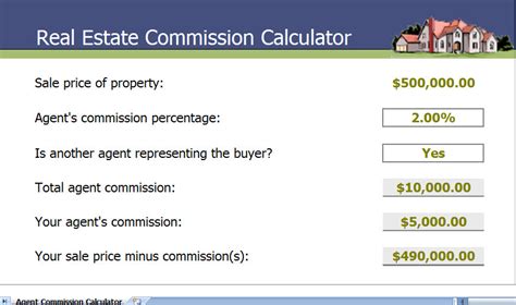 real estate commission calculator template
