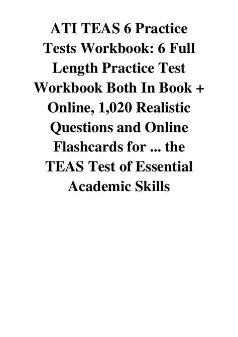 2019 Ati Teas 6 Practice Tests Workbook Pdf 6 Full Length Practice