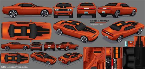 Dodge Challenge By Samavan Low Poly Car Car Cartoon Pixel Car