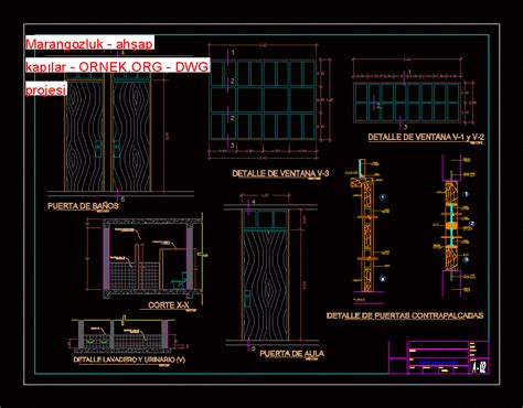 Proje Sitesi Marangozluk ahşap kapılar Autocad Projesi