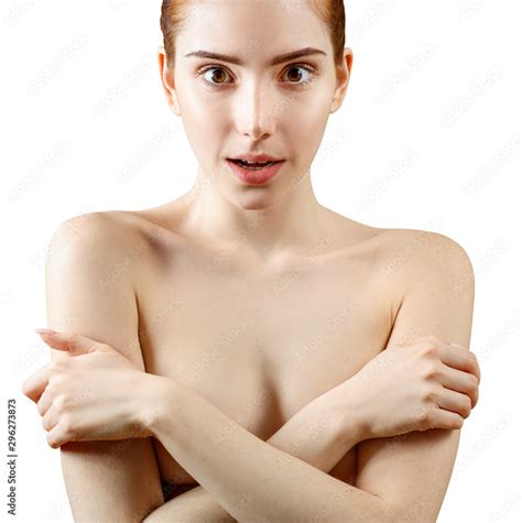 Lovely Naked Redhead Woman Covering Her Breast Stock Photo Adobe Stock