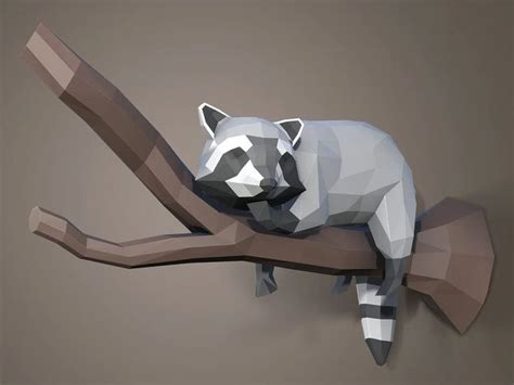 Papercraft Raccoon Paper Craft Raccoon Model Raccoon Pdf Etsy Paper