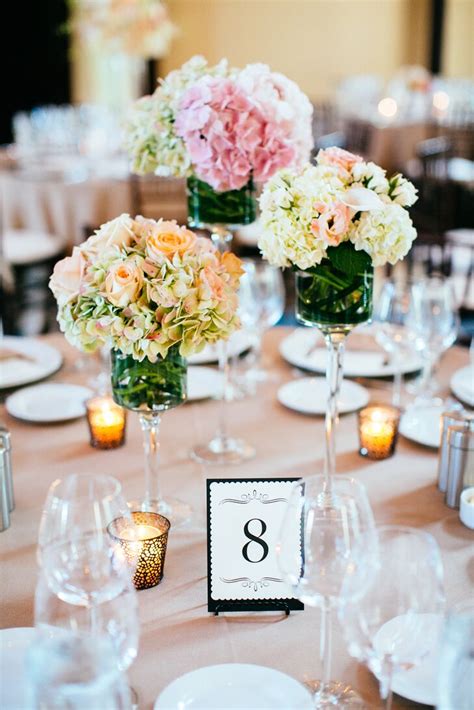 Rose and Hydrangea Tiered Centerpieces