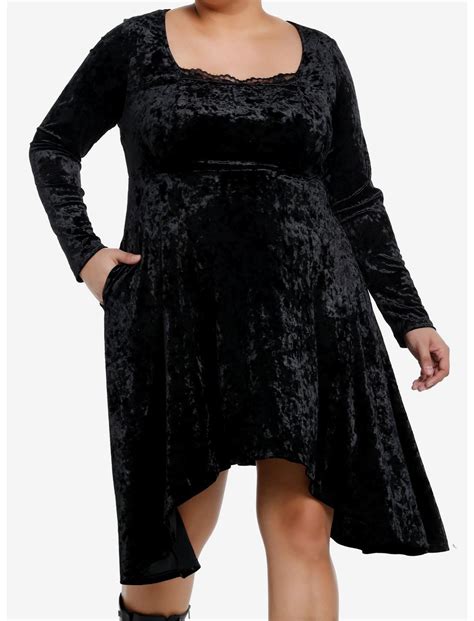 Cosmic Aura Black Velvet Lace Long Sleeve Dress Plus Size Hot Topic