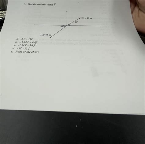 Solved Find The Resultant Vector Vec R A 5 Hat ı 12