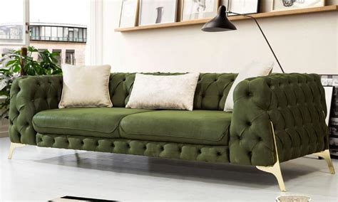 Casa Padrino Luxury Chesterfield Sofa Bed Dark Green Gold 250 X 95 X H 72 Cm Modern Living