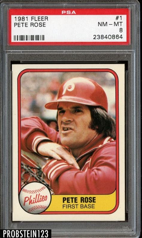 Fleer Pete Rose Philadelphia Phillies Psa Nm Mt