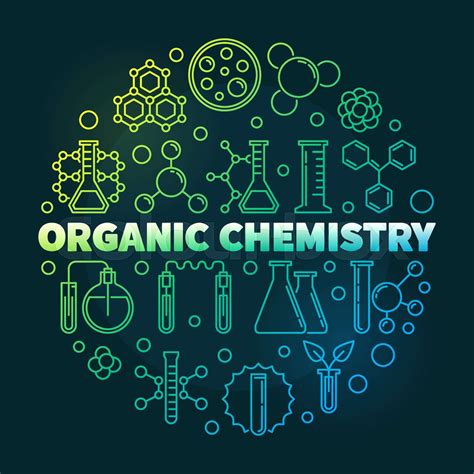 Organic Chemistry vector colored outline round illustration | Stock ...