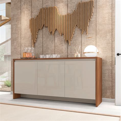 Buffet Aparador Sírio 3 Portas Babus Cedro Off White Leroy Merlin