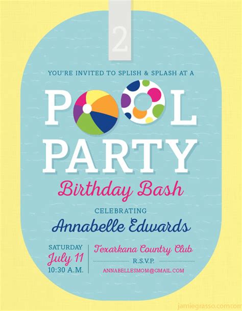 Pool Birthday Party Invitation Template