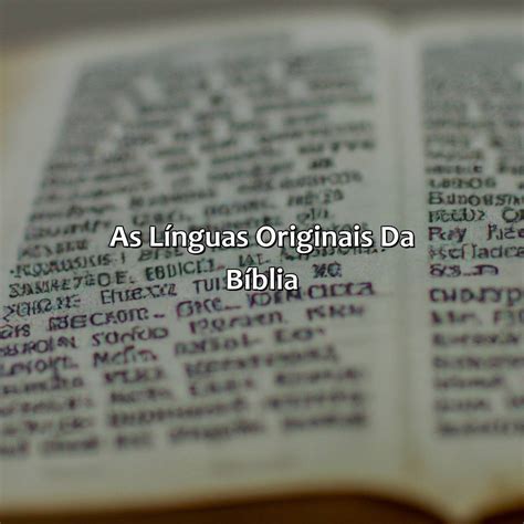 Linguas Originais Da Bíblia - RETOEDU