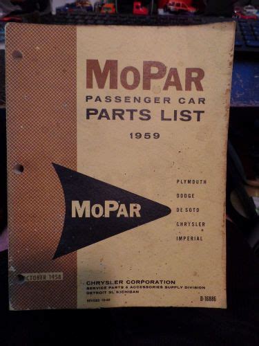 Purchase Mopar Passenger Car Parts Catalog Dealer Book Dodge