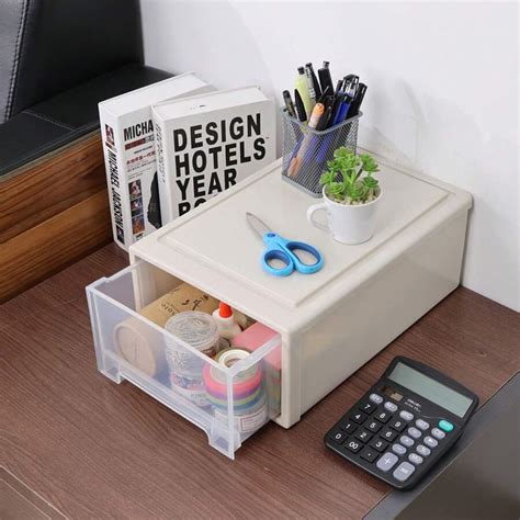 4 Packs 12 Quart Plastic Storage Drawer Unit Desktop Storage Drawer