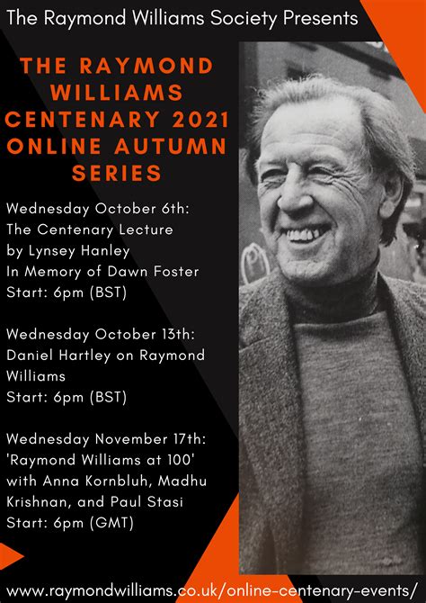 Online Centenary Events The Raymond Williams Society