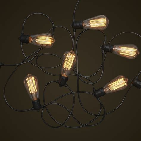 Black 20m Festoon String Light Choice Of Decorative Festoon Globes