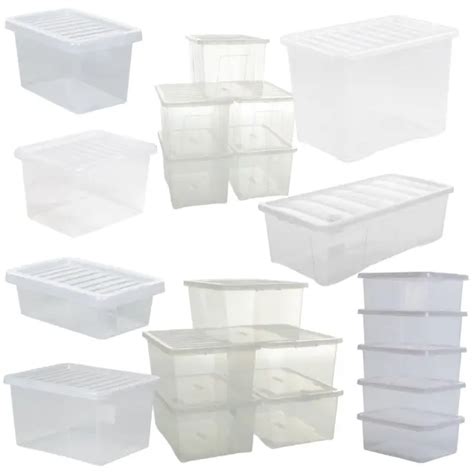 Clear Plastic Containers With Lids Stackable Nestable Storage Box Home