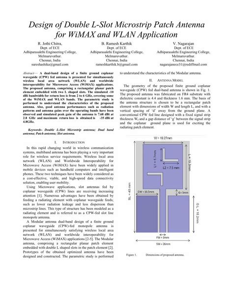 PDF Design Of Double L Slot Microstrip Patch Antenna For WiMAX And