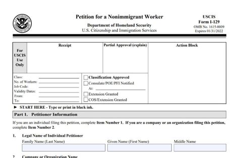 Instructions For Form I Petition For A Non Immigrant Worker